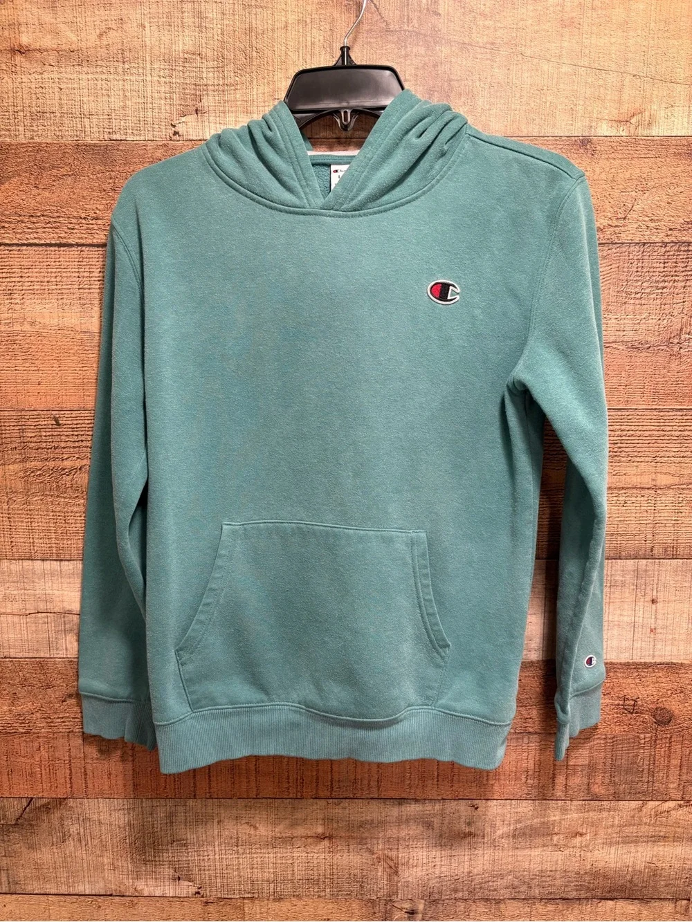 Champion Boys Hoodie Size L 14/16 Blue Green Pullover Sweatshirt K014